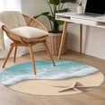 thumbnail image 5 of 3.3ft Round Rug, Beach Coastal Non-Skid Rubber Backing Large Area Rugs - Living Room Bedroom Home Office, Summer Nautical Starfish Aqua Beige Indoor Floor Mat Carpets Washable Rug, 5 of 9