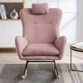 thumbnail image 2 of Leumius Nursery Rocking Chair, 35.5" Teddy Fabric Upholstered Glider Rocker with High Backrest, Modern Rocking Accent Chairs Comfy Side Chair for Nursery, Bedroom, Living Room,Pink, 2 of 8