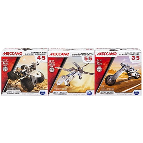 Meccano Starter Set Bundle, ATV, Chopper and Drone, Set of 3