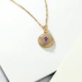 thumbnail image 4 of Gem Stone King 0.26 Cttw Round Purple Amethyst White Diamond Yellow Plated Pendant with Chain, 4 of 4