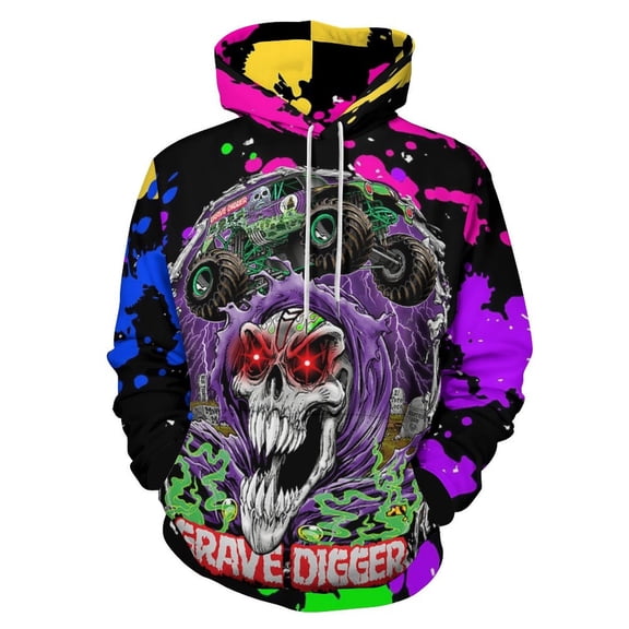 Grave Digger Trucks Pullover Hoodie Casual Hooded Long Sleeves Sweatshirts Women Men