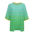 thumbnail image 4 of hxobax Women's Oversized Striped Tshirts Summer Rolled Short Sleeve Tunic Tops Color Block Blouses, 4 of 5