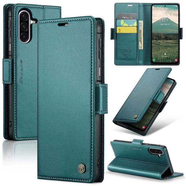Funda de Cuero CaseMe For Samsung Galaxy A17 Tipo Billetera con Bloqueo RFID, For Samsung Galaxy A17 Funda Tipo Billetera para Mujer Hombres Tarjetero Cierre Magnético Soporte Tipo Kickstand Funda Ti