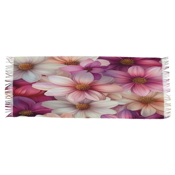 BZSMCE Women Scarf Purple and White Flowers Simple Pattern Soft Warm Long Large Scarves