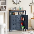 thumbnail image 3 of Farmhouse Storage Cabinet with 2 Doors and 4 Drawers, Freestanding Bathroom Compartment and Kitchen Pantry Cupboard, Blue, 3 of 6