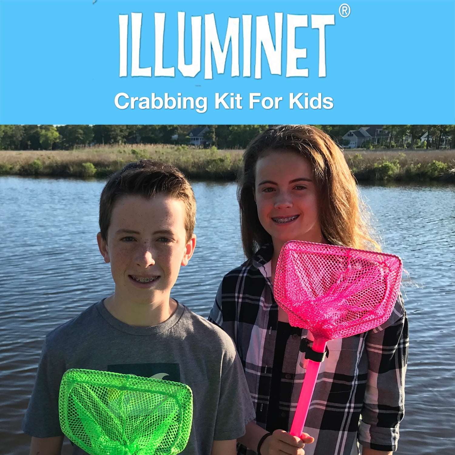 2 Pack Green Crabbing Fishing Line & Net Kits – 11m Child-Safe, No Hooks, Perfect For Beginners