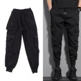 thumbnail image 4 of Pantalones Negros Con Puños Cónicos Y Múltiples Bolsillos Para Hombre, Pantalones Informales Con Cordón, Adecuados Para Verano Y Primavera, 4 of 7