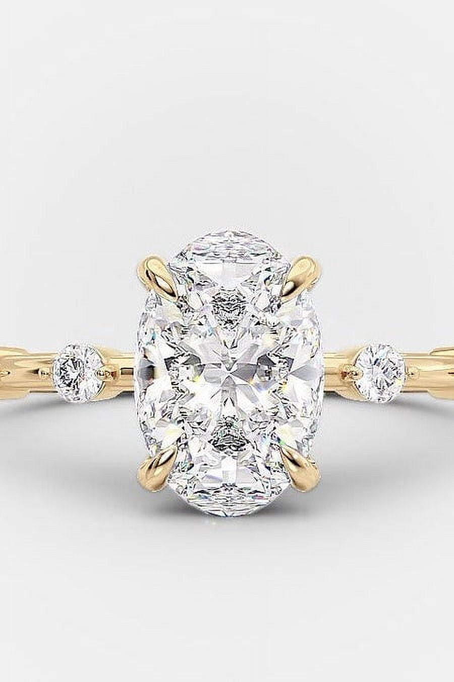 SOLITAIRE JEWELS 1.50ct Elongated Oval Cut Moissanite Diamond Engagement Ring Solid 10K Yellow Gold