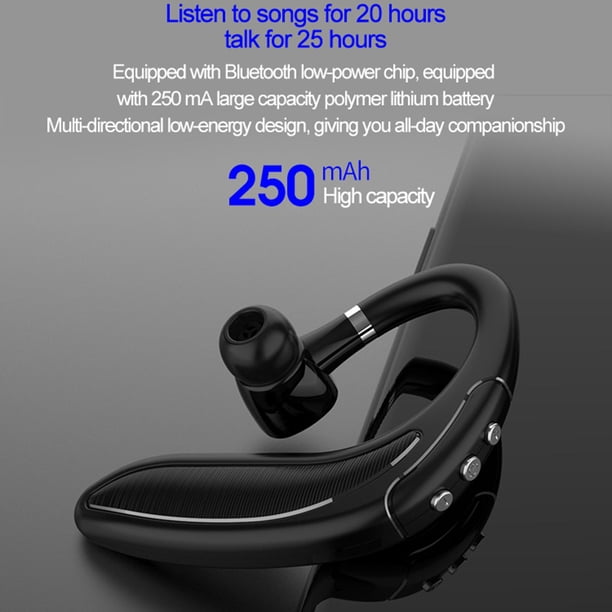 Auriculares Inalámbricos 5.0 Auriculares 220mAh Larga Duración, Gancho de oreja Auriculares de Aleatorización de de de La F Negro