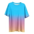 thumbnail image 5 of Htigea Plus Size T Shirts for Women Gradient Color Short Sleeve Crewneck Tee Casual Loose Fit Daily Pullover Tops Sky Blue XXL, 5 of 6