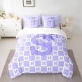 thumbnail image 2 of jejeloiu Purple Cartoon Bowknot 7pcs Bedding Comforter Set,Letter S Print Queen Bedding Sets For Girls Women Reversible, 2 of 8