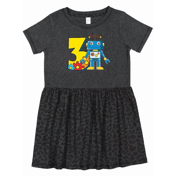 Inktastic 3rd Birthday Robot Girls Toddler Dress