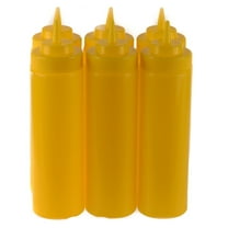 [2 PACK] 24 Oz Yellow Plastic Condiment Squeeze Bottles Squirt Bottle for Sauces, Dressing, Arts and Crafts, Ketchup, Mustard, Oil, BBQ - Clear Reusable Plastic Containers, BPA Free, Dishwasher Safe
