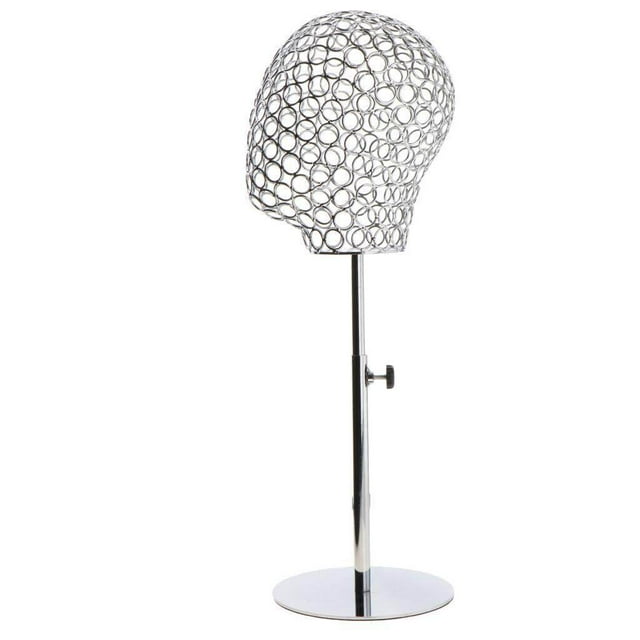 Langgg Adjustable Metal Mannequin Head Hat Stand Display Rack Wig Holder Silver