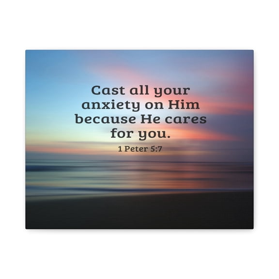 Scripture Walls He Cares For You 1 Peter 5:7 Bible Verse Canvas Christian Wall Art Ready to Hang