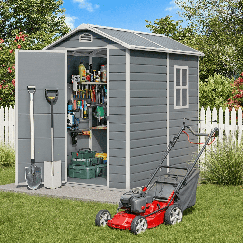 BaPiPro 6x4 ft Metal Storage Shed with Hardtop Pergola – 12x6 ft 2