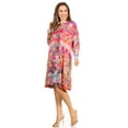 thumbnail image 3 of Sakkas Eloisa Women's Long Sleeve Swing Tunic Shift Dress Pockets Floral Print - 574-Pink - L/XL, 3 of 5