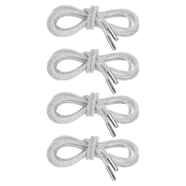 Cuerdas de zapato de strass Uxcell de 4 piezas con red de 55" Cuerdas de ajuste de diamante para reemplazo de zapatillas, blancas