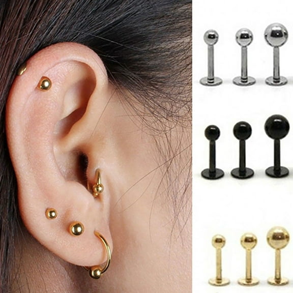 SmartBy Ear Studs Simple Easy Matching Titanium Steel Barbell Shape Helix Tragus Women Earrings for Party