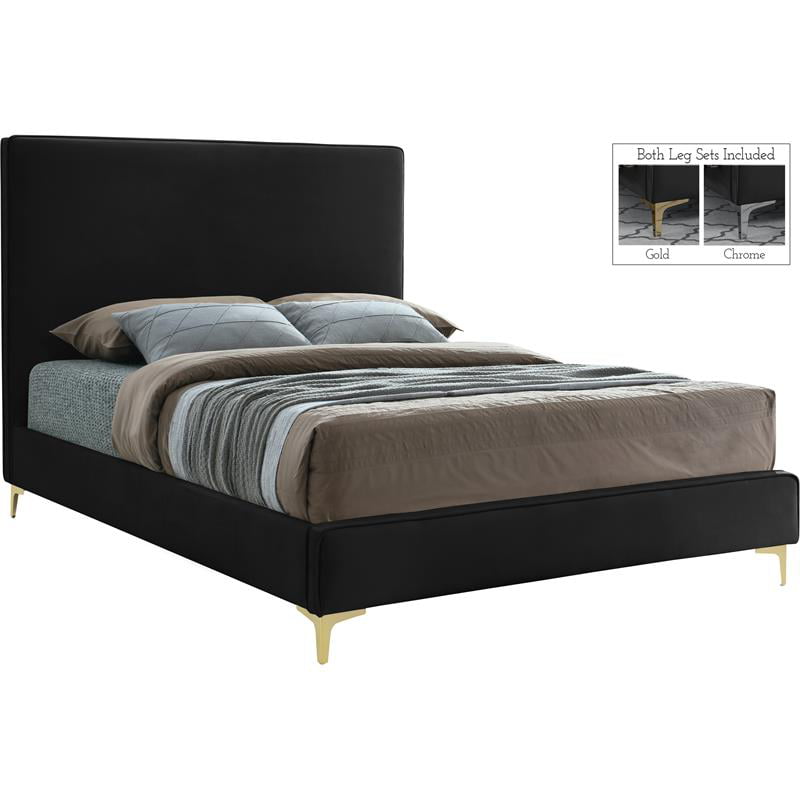 Meridian Furniture Geri Black Velvet, Black Velvet Sleigh Bed Queen