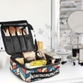 thumbnail image 5 of FORMRS Travel Makeup Bag Large Capacity Train Case Cosmetic Organizer with Adjustable Dividers, Blue Geometric, 5 of 8