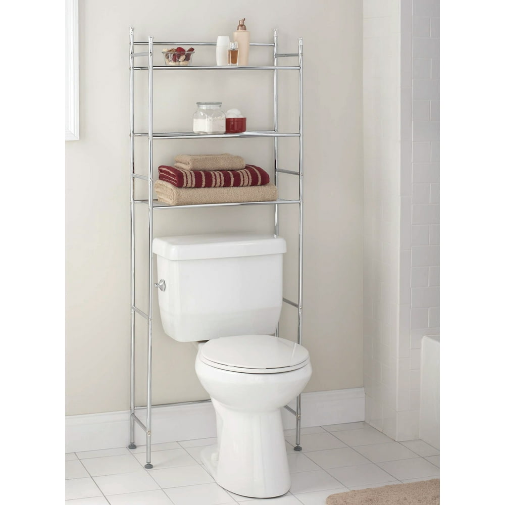 Mainstays 3-Shelf Bathroom Space Saver, Chrome Finish - Walmart.com ...