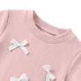 thumbnail image 4 of KPOPLK Summer Toddler Girl Clothes 2 Piece Solid Color Bow Embroidered Top and Lace Trim Pants Casual Short Sleeve Outfits for Girls 1t 2t 3t 4t 5t 6t 7t 8t 9t Size 9-10 Years,Pink, 4 of 6