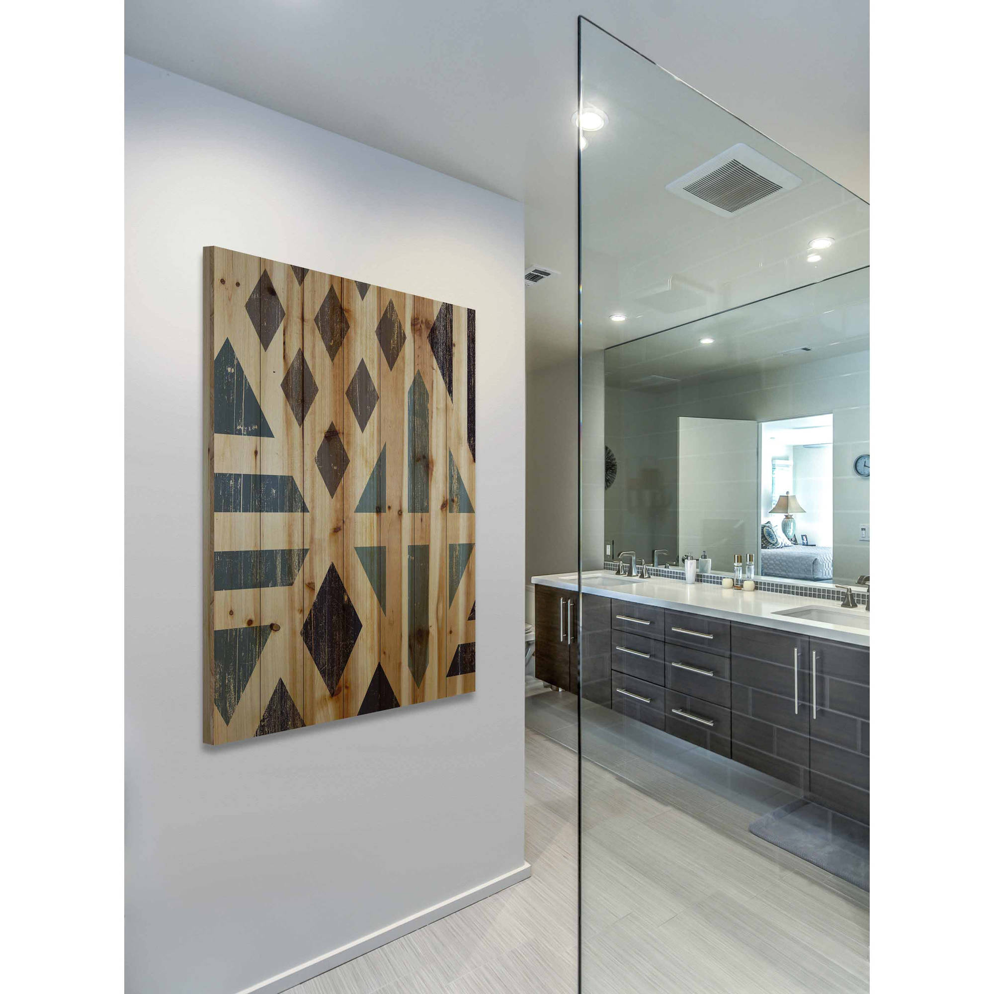 Marmont Hill - "Disconnected Diamonds" Painting Print on Natural Pine Wood