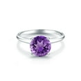 thumbnail image 4 of Gem Stone King 14K White Gold Purple Amethyst Women Solitaire Engagement Ring (1.70 Ct Round, Gemstone Birthstone, Available in Size 5, 6, 7, 8, 9), 4 of 6