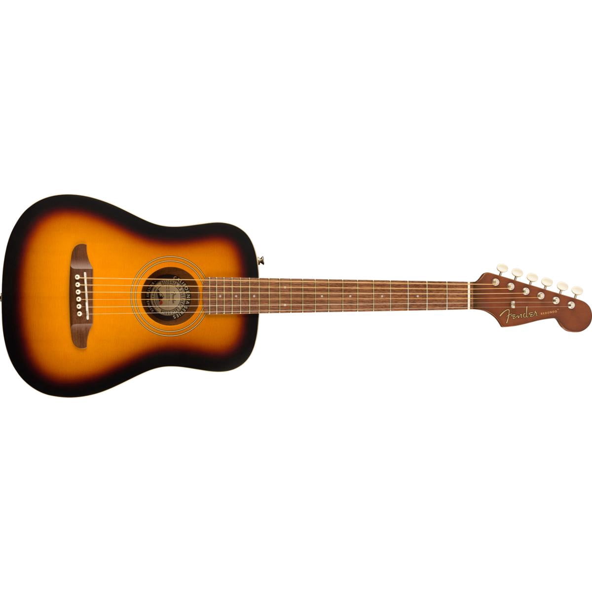 Fender Redondo Mini Acoustic Guitar with Bag, Walnut Fingerboard, Sunburst