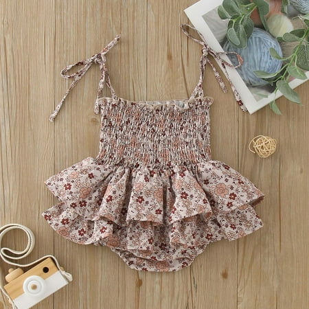 

TOWED22 Holiday Baby Girl Outfit Baby Girl Clothes Short Sleeve Romper Onesie Tassel Flared Pants Headband 3Pcs Summer Outfit Khaki