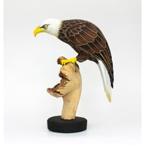 9" Wooden Handmade American Eagle Figurine Statue Painted Handcrafted Sculpture Art Hand Carved Rustic Lodge Outdoor Home Decor Us Accent