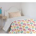 thumbnail image 4 of Ambesonne Owls Quilted Bedspread Set 2 Pcs, Flowers Nostalgic, Twin Size, Multicolor, 4 of 6