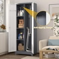 thumbnail image 4 of 65 Inch Metal Utility Storage Cabinet with Pegboard Tool Hanging Bars Double Door Cleaning Supply Organizer Adjustable Shelves Garage Utility Tool Storage Gray White, 4 of 6