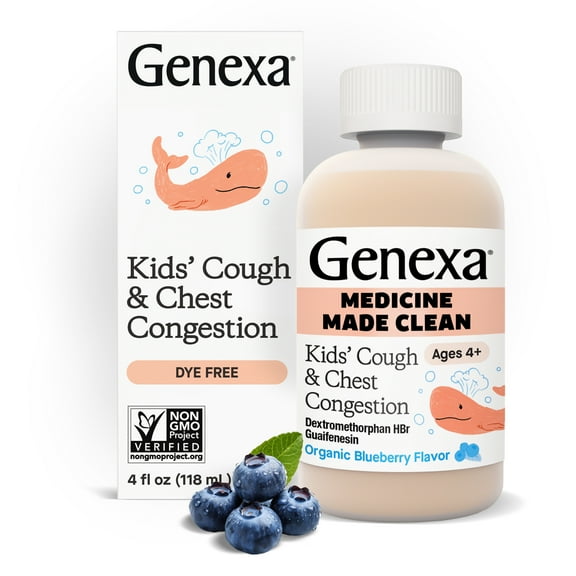 Genexa Kids' Liquid Cough & Chest Congestion Medicine, 4 oz, Multi-Symptom Cough Relief, Packaging May Vary