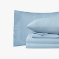 thumbnail image 6 of Sleepdown 100% Cotton Flannel Sheets Queen Size Bed Sheets Set with Deep Pockets, Brushed Flannel with Elastic Fitted Sheet Set, Soft & Cozy Sheets 4Pc Bedding and Pillowcase set, Blue Ticking Stripe, 6 of 6