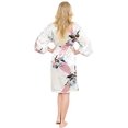 thumbnail image 6 of Asian Home Flower Peacock Satin Silk Kimono Robe, Dressing Gown, Bridal, Gift (White), 6 of 6