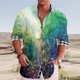 thumbnail image 1 of Camisa de hombre con estampado de póquer, solapa, para exteriores, calle, manga larga, botones, diseño de moda, informal, suave,, 1 of 6