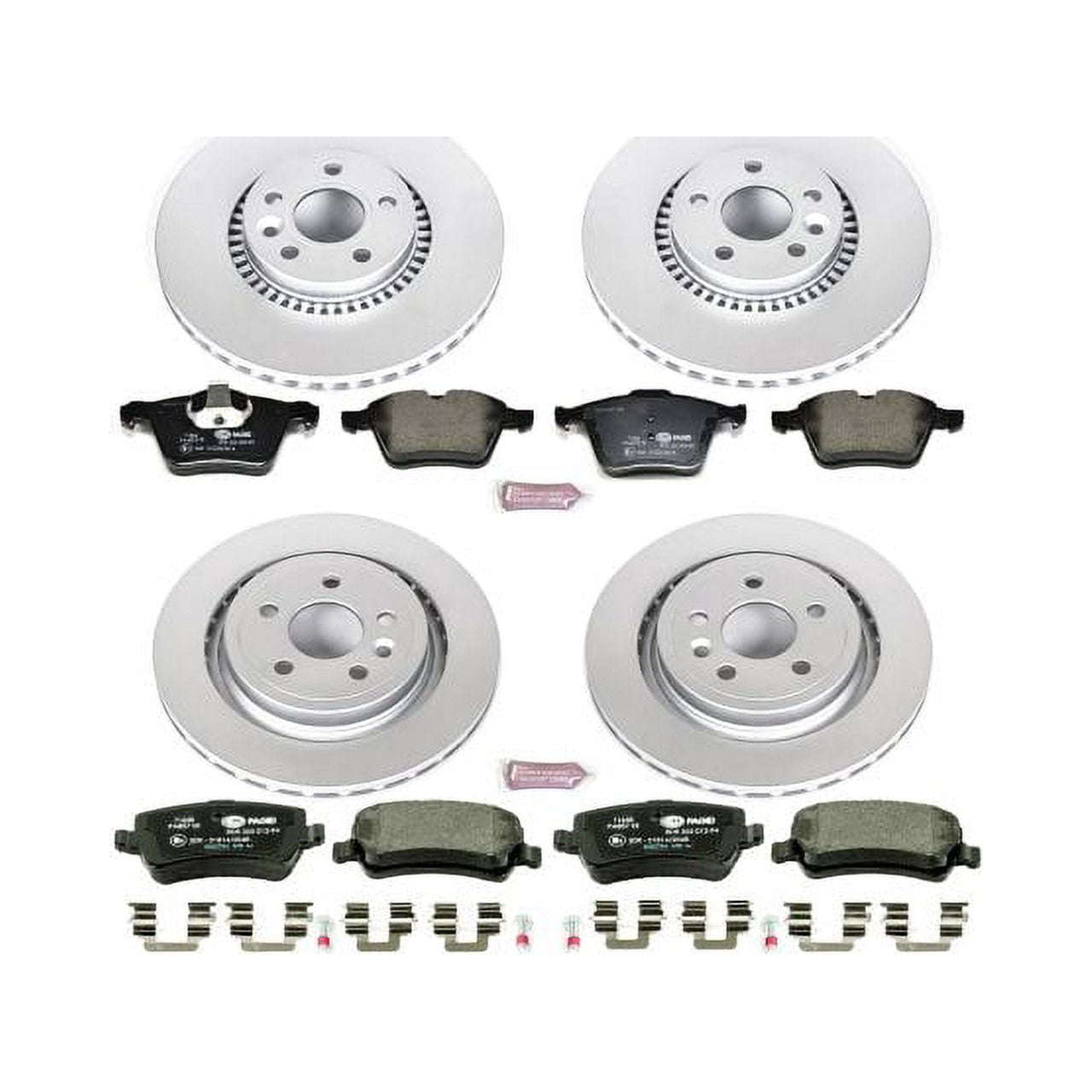 Power Stop Front and Rear Euro-Stop ECE-R90 Certified Brake Pad and Rotor Kit ESK5614