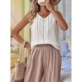 thumbnail image 4 of Linen Tank Tops for Women Summer Casual Loose V Neck Sleeveless Shirts Blouses Tunic Tops White M, 4 of 9