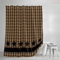 thumbnail image 3 of Shower Curtains for Bathroom, Brown Black Plaid Waterproof Fabric Shower Curtain, Vintage Rustic Star Buffalo Check Decorative Bathroom Curtain for Bathtub, 72"x72", No Hooks Included, 3 of 9