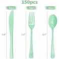thumbnail image 2 of 150 PCS Sage Green Plastic Silverware Heavy Duty Mint Green Utensil Sets Include 50 Disposable Plastic Forks, 50 Knives, 50 Spoons for Birthday, Baby Shower, Picnic, Spring Party, Wedding, 2 of 7