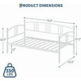 thumbnail image 2 of Twin Daybed Without Trundle, Metal Twin Size Daybed with Underbed Storage Space, Steel Slat Support Sofa Bed for Living Room, Bedroom, Guest Room, White, 2 of 8