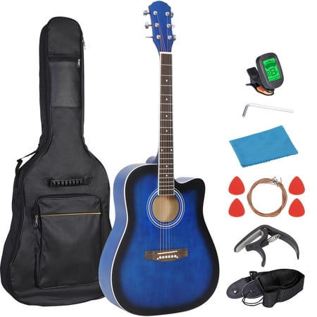 Segawe ZENY 41" Beginners Acoustic Guitar Set with Case, Strap, Tuner, Strings for Kids Youths Students, Blue
