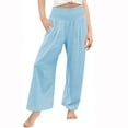 thumbnail image 2 of MZXELPRJD Girls Wide Leg Pants Teens Flowy Loose Fit Palazzo Pants for Girls Kids Linen Trousers Casual Beach Cute Harem Trouser with Pockets, 2 of 4