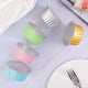 thumbnail image 4 of POWKOL Moldes desechables para ramequines, 5 colores surtidos, 25 mini moldes de aluminio para hornear con tapas, moldes para cupcakes, moldes para tartas de queso, moldes para flan, recipientes de, 4 of 6