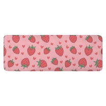 Red Strawberry Plants Fruit Heart Pink Pattern Kitchen Rug Mat,Kitchen Runner Rugs Non Skid Washable,Decorative Kitchen Floor Mats for Kitchen,Sink,Laundry,17"x47.2"