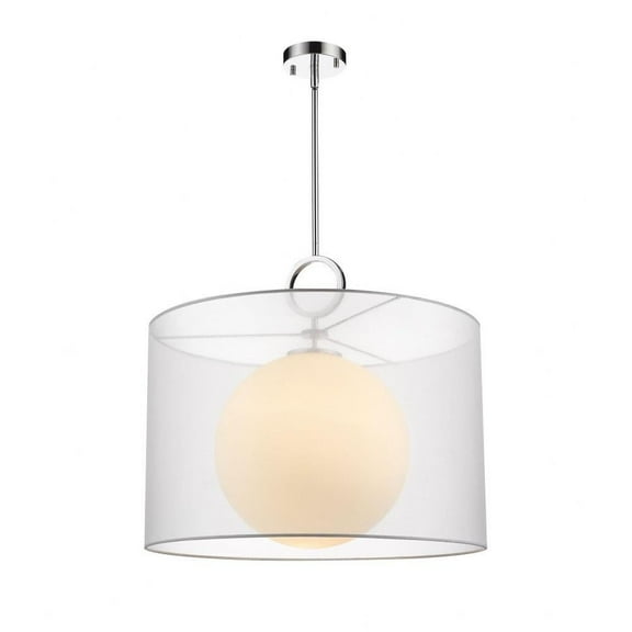 1 Light Pendant in Modern Style 24 inches Wide By 22.75 inches High-Chrome Finish-White Shade Color Bailey Street Home 372-Bel-4185743