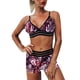 thumbnail image 1 of MKLEKYY Trajes De Baño Women Color 2Pack Tropical Print Bikini Swimsuit Split Push Up Two Piece Beachwear Swimwear, 1 of 6