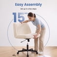 thumbnail image 6 of CELTOSS Criss Cross Home Office Chair, Fabric Armless Swivel Task Computer Chair with Wheels, Wide Seat, Vanity Chair, Comfy Chair, Beige, 6 of 15